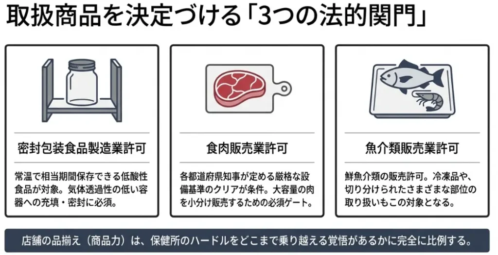 取扱い商品を決める法的な関門