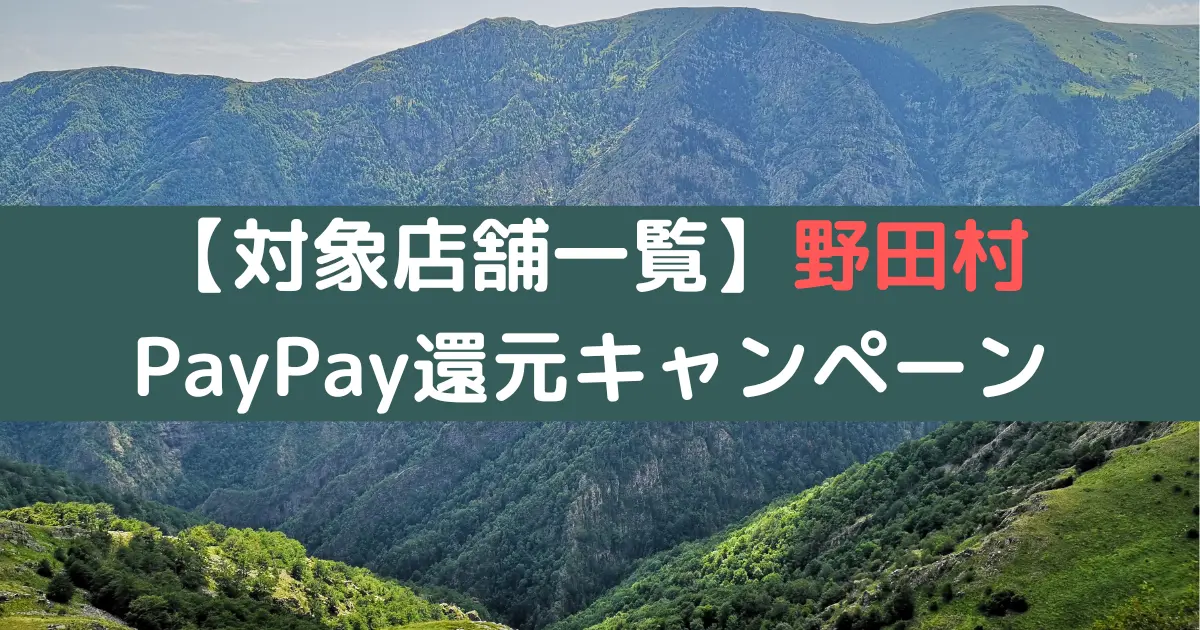 【対象店舗一覧】野田村 PayPay還元キャンペーン