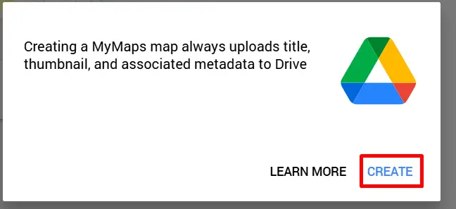 グーグルマップでマイマップのcreateボタン表示
