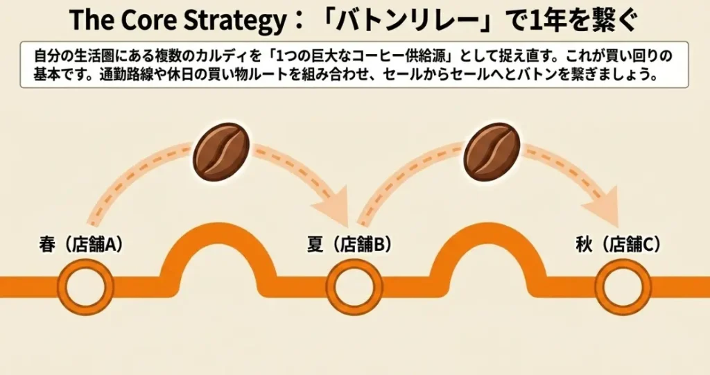 コーヒー豆半額のお店バトンリレー