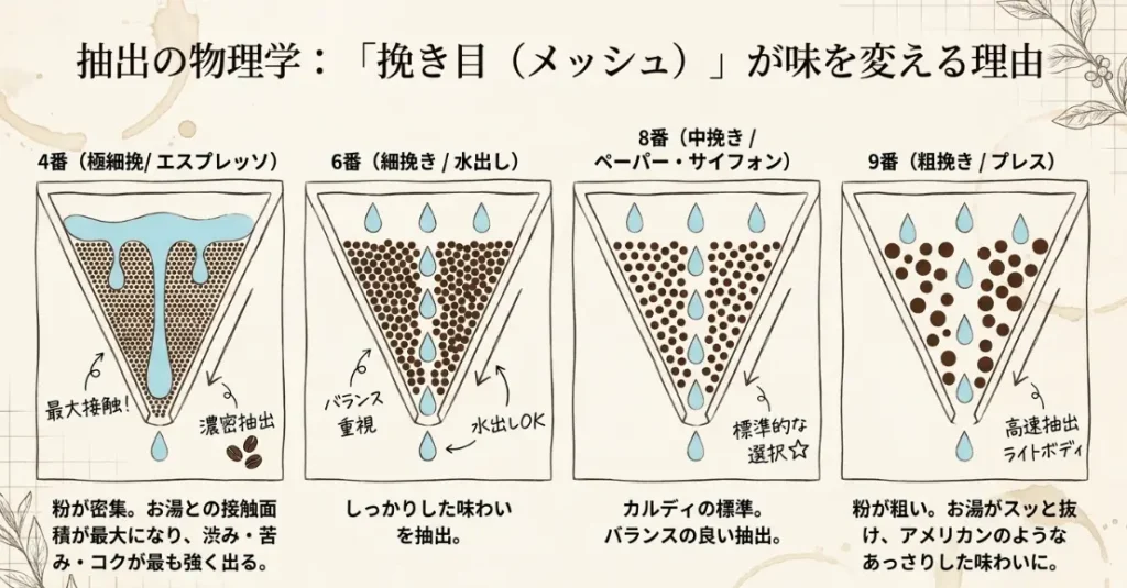 コーヒー豆の挽き方で味がかわる理由